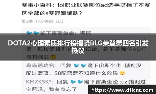 DOTA2心理素质排行榜揭晓BLG荣登第四名引发热议